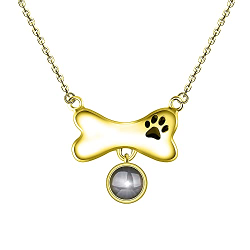 Collar de 100 idiomas en I Love You Collar de proyección de hueso de perro personalizado Nombre de mascota personalizado o colgante de memoria de imagen Regalo de joyería conmemorativa para amante de