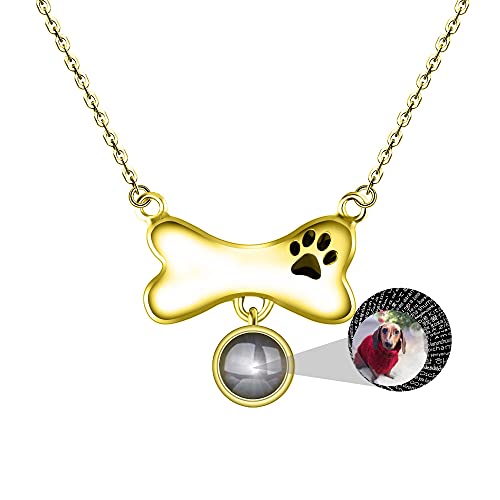 Collar de 100 idiomas en I Love You Collar de proyección de hueso de perro personalizado Nombre de mascota personalizado o colgante de memoria de imagen Regalo de joyería conmemorativa para amante de