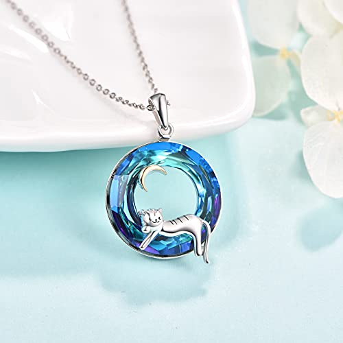 Collar de gato de plata de ley 925 con colgante de gatito para gatos, regalos para mujeres, niñas, amantes de los gatos