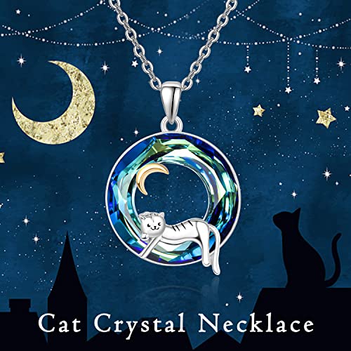 Collar de gato de plata de ley 925 con colgante de gatito para gatos, regalos para mujeres, niñas, amantes de los gatos