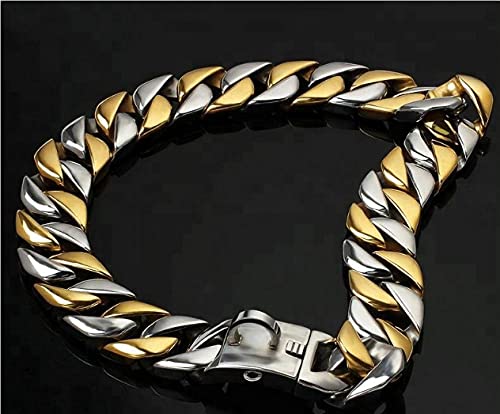 Collar grande para perros de 32 mm de acero inoxidable Bulldog Pitbull PET 70 / 75 cm / 80 cm de longitud, color negro, talla 6XL, 32 mm x 80 cm.