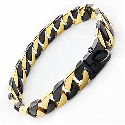 Collar grande para perros de 32 mm de acero inoxidable Bulldog Pitbull PET 70 / 75 cm / 80 cm de longitud, color negro, talla 6XL, 32 mm x 80 cm.