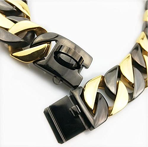 Collar grande para perros de 32 mm de acero inoxidable Bulldog Pitbull PET 70 / 75 cm / 80 cm de longitud, color negro, talla 6XL, 32 mm x 80 cm.