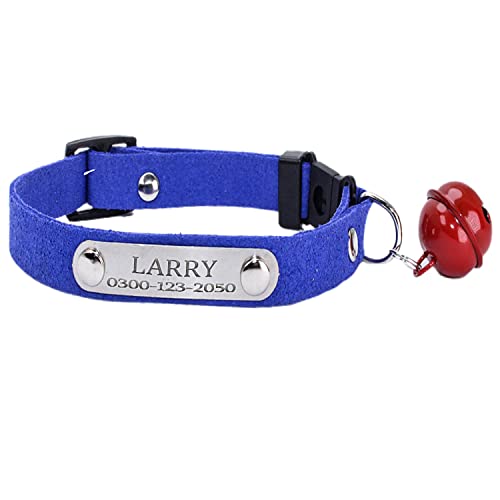 Collar para Gato Antiahogo Personalizado con Campana y Hebilla Seguro de Liberación Rápida Collar Gato Pequeño Azul Marino