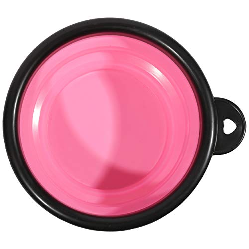 Comedero Plegable para Perros y Gatos, Cuenco Plegable de Silicona de Color sólido para Cachorro 13X7.5X5.5 CM (Rosa)