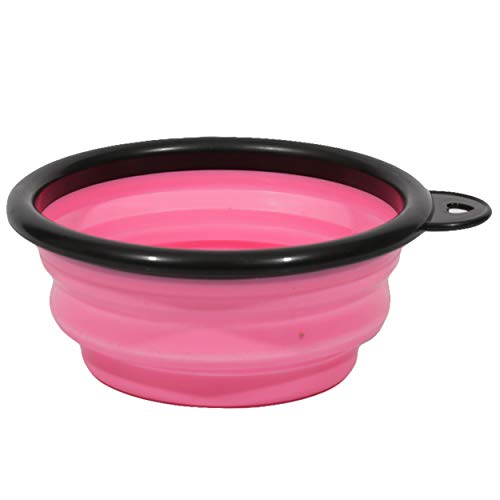 Comedero Plegable para Perros y Gatos, Cuenco Plegable de Silicona de Color sólido para Cachorro 13X7.5X5.5 CM (Rosa)