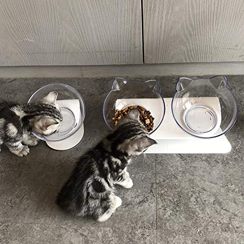 Comederos para Gatos Tazones De Comida para Gatos Plato para Gatos TazóN Elevado para Gatos Anti-VóMitos Tazones De AlimentacióN para Gatos Inclinados Tazones para Gatos con Soporte