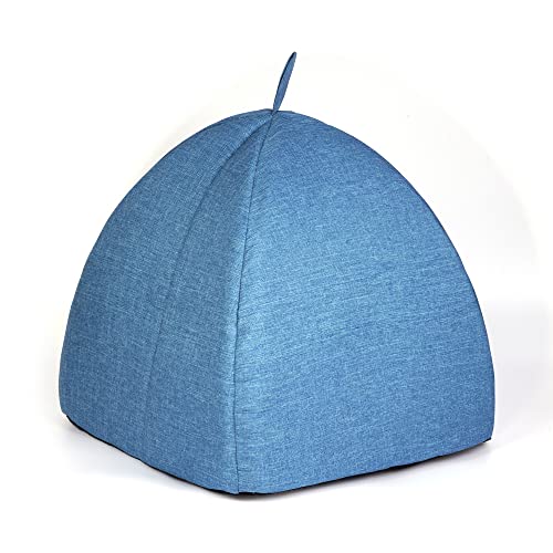 Cueva Suave Gato Camas para Gatitos Cama Gato Carpa para Gatos Casa Gato Lavable con Cojín (Azul)