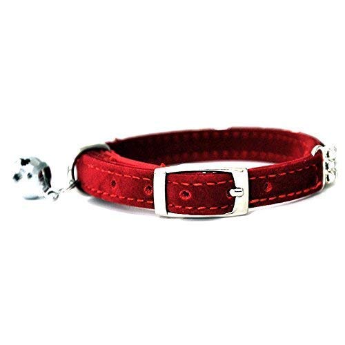 DAIXI Collar de gato ajustable suave terciopelo seguro collares Bling Diamante con campanas para cachorro de gatito (negro+rojo+rosa+azul)