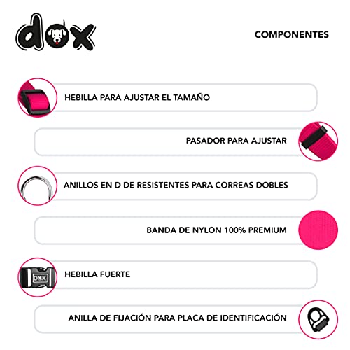DDOXX Collar Perro Nylon, Ajustable | Muchos Colores & Tamaños | para Perros Pequeño, Mediano y Grande | Collares Accesorios Gato Cachorro | Rosado Pink, S