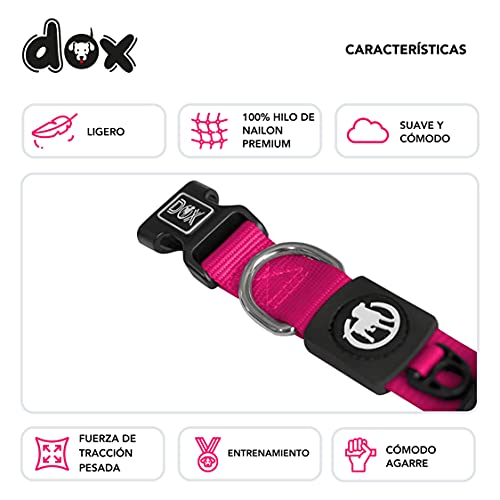 DDOXX Collar Perro Nylon, Ajustable | Muchos Colores & Tamaños | para Perros Pequeño, Mediano y Grande | Collares Accesorios Gato Cachorro | Rosado Pink, S