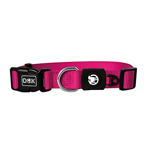DDOXX Collar Perro Nylon, Ajustable | Muchos Colores & Tamaños | para Perros Pequeño, Mediano y Grande | Collares Accesorios Gato Cachorro | Rosado Pink, S