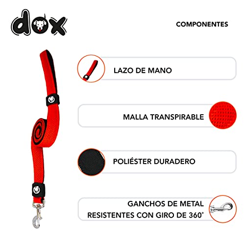 DDOXX Correa Perro Air Mesh, Acolchado, Lazo de Mano, 120 cm | Muchos Colores & Tamaños | para Perros Pequeño, Mediano y Grande | Accesorios Gato Cachorro | Naranja, XS