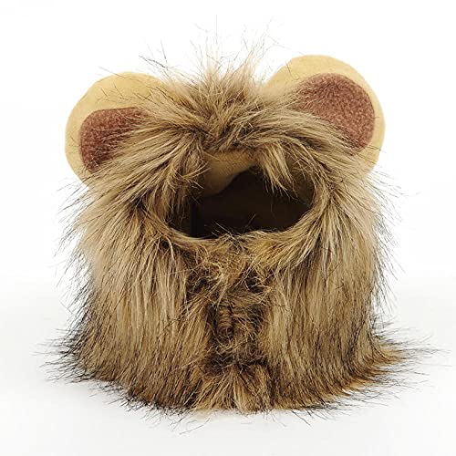 Delisouls Disfraz de melena de león para gatos y mascotas con orejas, bonito tocado divertido para perro, para vacaciones, cosplay, fiesta, Navidad, Halloween, cosplay, fiesta, fiesta