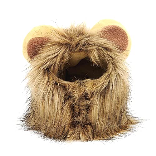 Delisouls Disfraz de melena de león para gatos y mascotas con orejas, bonito tocado divertido para perro, para vacaciones, cosplay, fiesta, Navidad, Halloween, cosplay, fiesta, fiesta