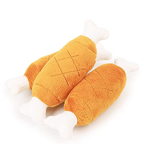 Delisouls Juguetes de felpa de terciopelo para perros, patas de pollo para mascotas, ViVid Interactive atractivo sonido gatos juguetes para perros amarillo