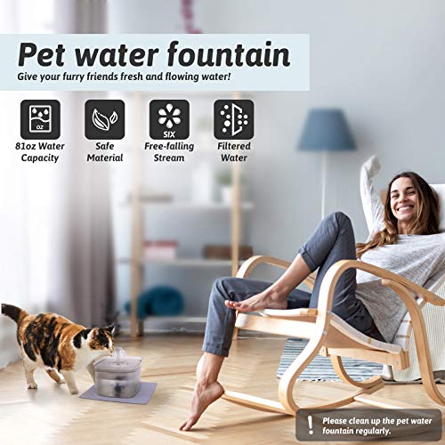 DGODRT Fuente para Gatos, 2,5L Bebedero Automático Fuente de Agua para Gatos con 3 Filtros de Carbón y Luces LED, Dispensador Silencia Fuente de Agua para Mascotas
