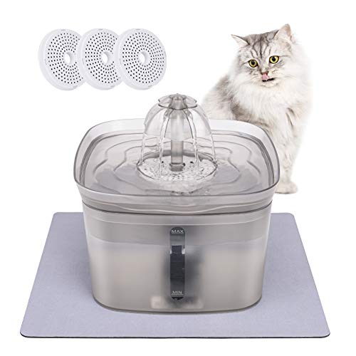DGODRT Fuente para Gatos, 2,5L Bebedero Automático Fuente de Agua para Gatos con 3 Filtros de Carbón y Luces LED, Dispensador Silencia Fuente de Agua para Mascotas