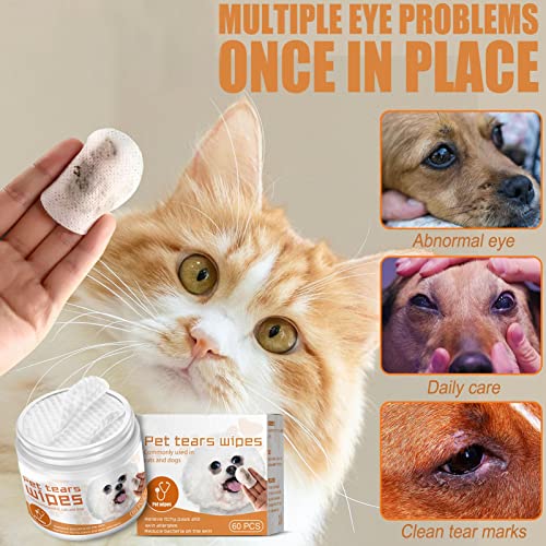 D/H Toallitas de Aseo para Perros, Limpieza rápida y fácil para Trasero, Cuerpo, Patas, Ojos y oídos, 60 toallitas de Limpieza Suaves hipoalergénicas para Perros, Gatos, Cachorros, con fórmula