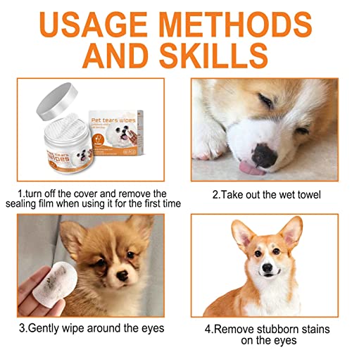 D/H Toallitas de Aseo para Perros, Limpieza rápida y fácil para Trasero, Cuerpo, Patas, Ojos y oídos, 60 toallitas de Limpieza Suaves hipoalergénicas para Perros, Gatos, Cachorros, con fórmula