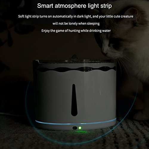 DHYBDZ Fuente de Agua automática para Gatos, Bebedero para Perros con luz LED, dispensador de Agua silencioso para Gatos con Ventana de Nivel de Agua