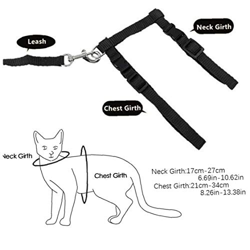 DierCosy Tools Gatito Arnés con Correa de Perro, Gato Ajustable del Correo del Plomo del Gato arnés arnés Gatito Gato Plomo Caminar Capacitación para Gatito Cachorro Negro