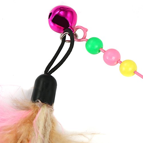 DIGIFLEX Varilla Elástica 36" con Campanillas y Plumas para Hacer Juguetear Gatos, Gatitos