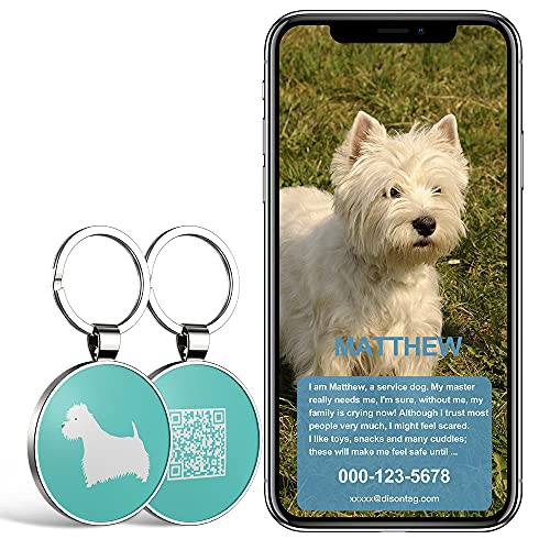 DISONTAG Placas para Perros,Placa para Perros Personalizadas,Placas para Mascotas,Placa De Identificacion Perros,41 Patrones Realistas, Pantalla De Información única | Modificable