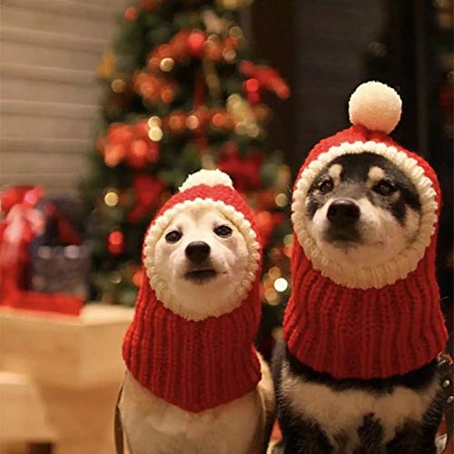 Divertido sombrero de Navidad para perro, gorro elástico rojo, invierno cálido para mascotas, gato, perro, sombrero de Papá Noel, redecilla tejida, gorro de punto para mascotas de invierno para masc