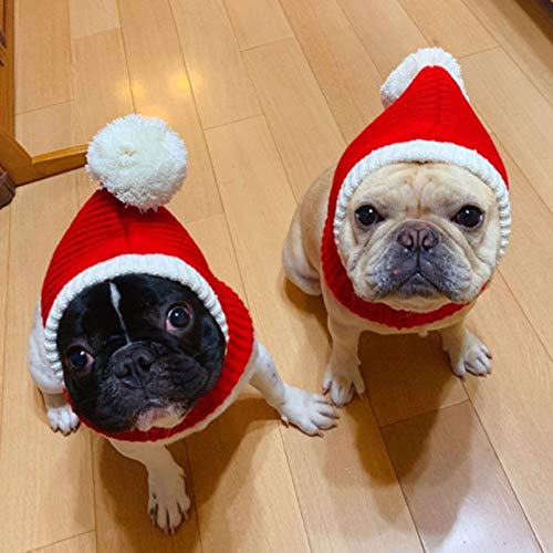 Divertido sombrero de Navidad para perro, gorro elástico rojo, invierno cálido para mascotas, gato, perro, sombrero de Papá Noel, redecilla tejida, gorro de punto para mascotas de invierno para masc