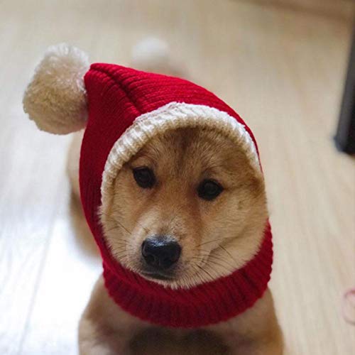 Divertido sombrero de Navidad para perro, gorro elástico rojo, invierno cálido para mascotas, gato, perro, sombrero de Papá Noel, redecilla tejida, gorro de punto para mascotas de invierno para masc