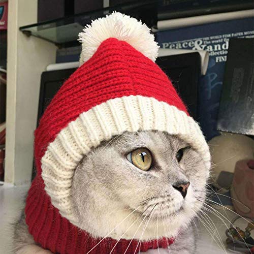 Divertido sombrero de Navidad para perro, gorro elástico rojo, invierno cálido para mascotas, gato, perro, sombrero de Papá Noel, redecilla tejida, gorro de punto para mascotas de invierno para masc