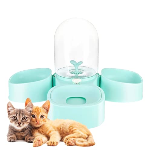 Edipets, Comedero Gato, Bebedero Gatos Perro, Triple, Dispensador 3 en 1, Capacidad 1 Litro, Antiasfixia, para Comida, Agua, Pienso (Verde)