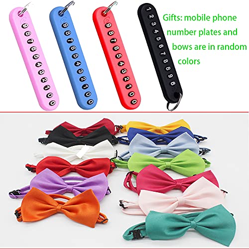 Elegel Collar reflectante para perro mediano grande brillante de ante con brillantes de imitación y corbata para mascotas y números de teléfono móvil (rojo L)