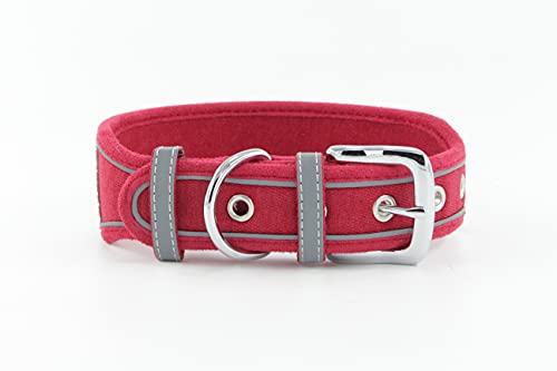 Elegel Collar reflectante para perro mediano grande brillante de ante con brillantes de imitación y corbata para mascotas y números de teléfono móvil (rojo L)