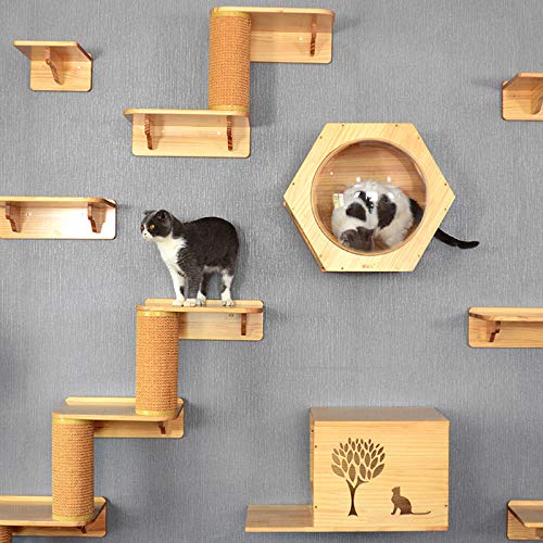 Estantes para Gatos Montados en La Pared, Escalones y Escaleras para Gatos Modernos, Muebles para Gatos de Primera Calidad para Dormir, Jugar, Trepar y Descansar con Capacidad para Hasta 40 Libras