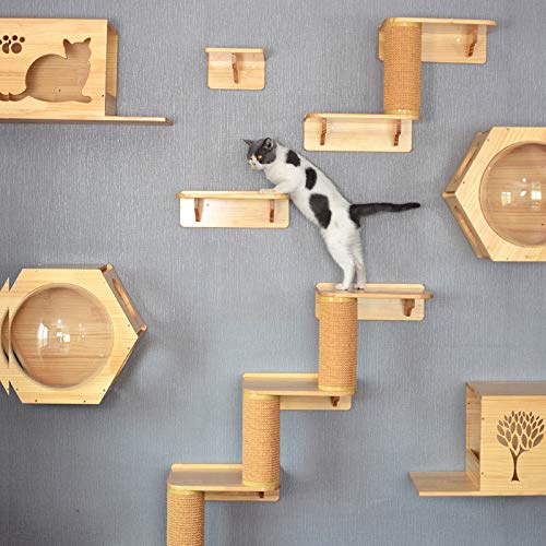 Estantes para Gatos Montados en La Pared, Escalones y Escaleras para Gatos Modernos, Muebles para Gatos de Primera Calidad para Dormir, Jugar, Trepar y Descansar con Capacidad para Hasta 40 Libras