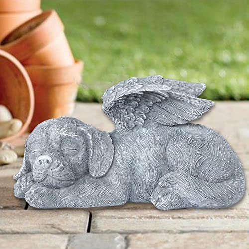 Estatua de ángel con forma de alas de ángel, para dormir, perro, gato, para recuerdo, escultura de recuerdo, escultura de lápida marcador, figura personalizada para mascotas, con piedras de memoria