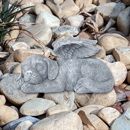 Estatua de ángel con forma de alas de ángel, para dormir, perro, gato, para recuerdo, escultura de recuerdo, escultura de lápida marcador, figura personalizada para mascotas, con piedras de memoria