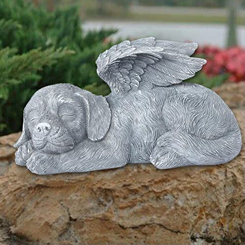 Estatua de ángel con forma de alas de ángel, para dormir, perro, gato, para recuerdo, escultura de recuerdo, escultura de lápida marcador, figura personalizada para mascotas, con piedras de memoria