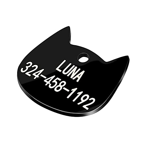 Etiquetas de identificación para mascotas, etiquetas personalizadas para perros, etiquetas de gato en forma de cara de gato y huellas grabadas nombre de mascota y número de teléfono