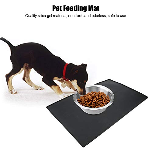 EVTSCAN Almohadilla de Silicona Negra Impermeable, Alfombrilla Antideslizante para alimentación de Perros y Gatos, Mantel Individual de Agua para Comer en el Coche