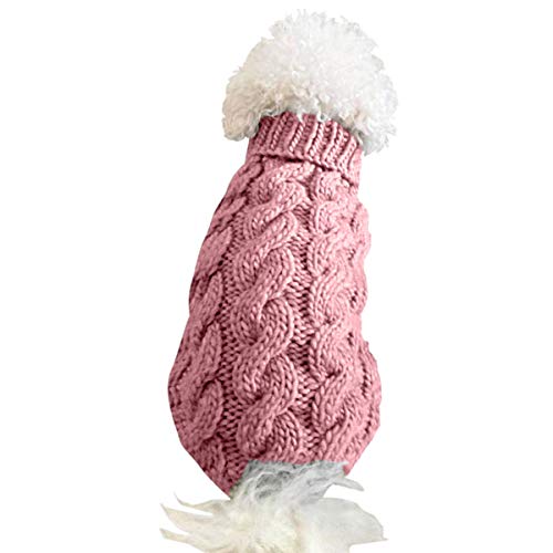 FAMKIT Abrigo de Punto con Cuello Alto para Perros y Mascotas, Ropa para Perros y Mascotas Prendas de Punto (Solo Apto para Perros pequeños o medianos/Perros Grandes no Compre) Light Pink,M