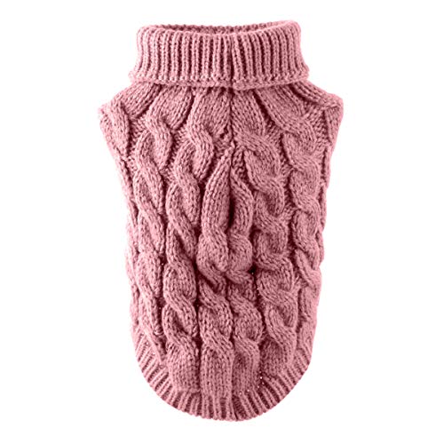 FAMKIT Abrigo de Punto con Cuello Alto para Perros y Mascotas, Ropa para Perros y Mascotas Prendas de Punto (Solo Apto para Perros pequeños o medianos/Perros Grandes no Compre) Light Pink,M