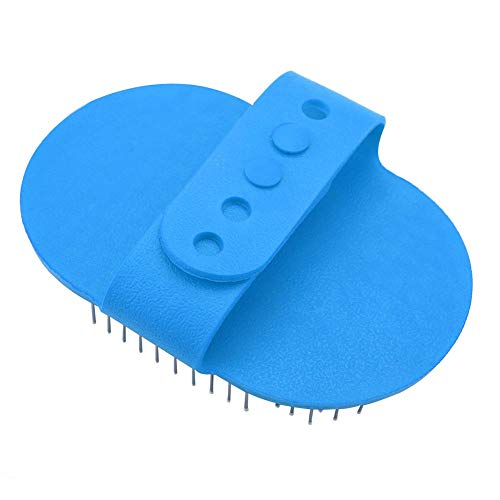 Fdit Cepillo de Mano para Perros Gatos de Masaje Bañarse Limpieza de Pelo Relajante Peine Púas Suave (Azul)
