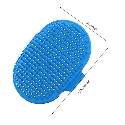Fdit Cepillo de Mano para Perros Gatos de Masaje Bañarse Limpieza de Pelo Relajante Peine Púas Suave (Azul)