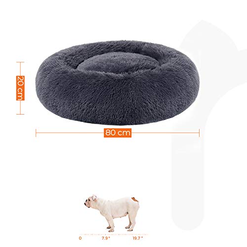 FEANDREA Cama para Perro y Gato, 80 cm, Gris Oscuro PGW040G02