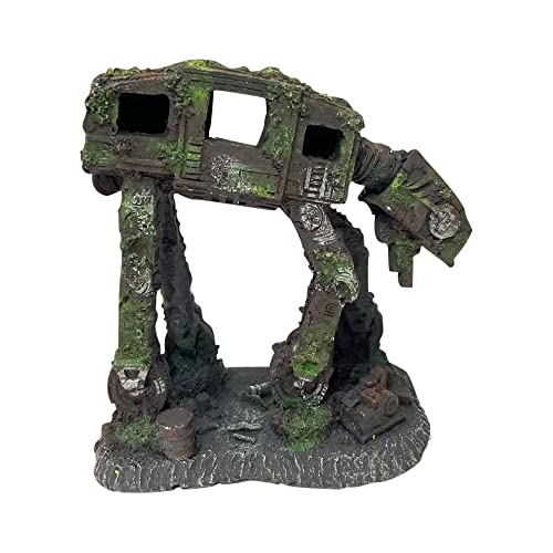 Foreverup Decoración de Acuario de Resina, Tronco Decorativa para Acuario Perro Robot, Adorno para Acuario de Cueva para Ocultar Peces de Acuario, Camarones (15X14X8CM)