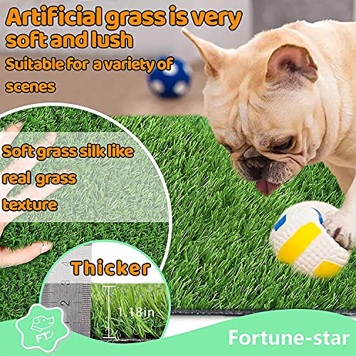 Fortune-star - Felpudo de césped artificial de 130 x 80 cm, para interior y exterior, con agujeros de drenaje, césped falso para perros, zona de entrenamiento para el baño, patio, decoración de césped