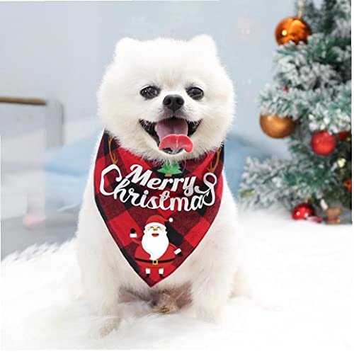 Froiny 2 Pcs Navidad Perro Pañuelo Clásico Celose Mascota Bufanda Triángulo Babero Feliz Navidad Santa Muñeco Nieve Impresión Mascota Pandana para Perro Gato Mascotas